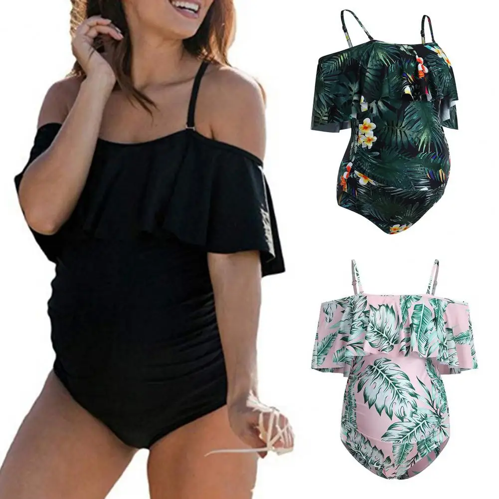 Swimwear For Pregnant Women Soft Breathable Belly Support Maternity Swimsuit For Summer One Piece Swimsuit Pregnant Beachwear