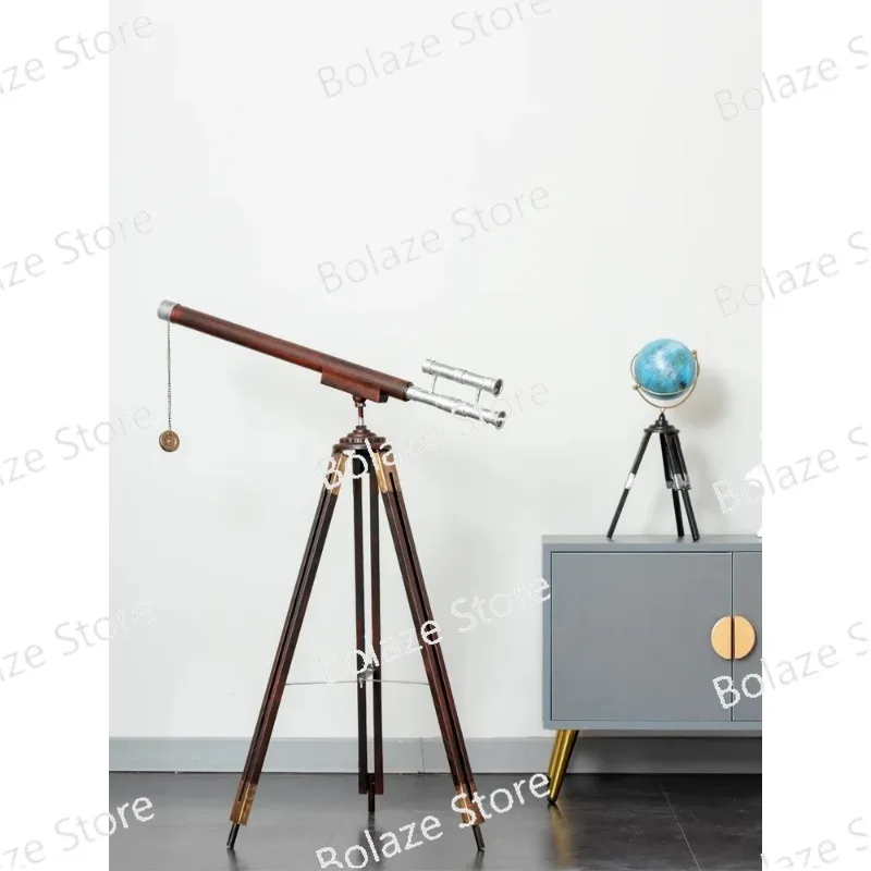 Creative Showcase Iron Sheet Model Globe Ornament Home Study Living Room Retro Style Telescope Wine Cabinet Decorations