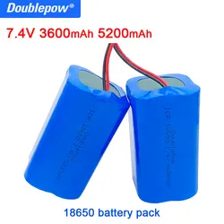 100% oryginalny Doublepow prawdziwa pojemność 7.4v 18650 bateria litowa 3600/5200mAh zestawy akumulatorów megafon głośnik