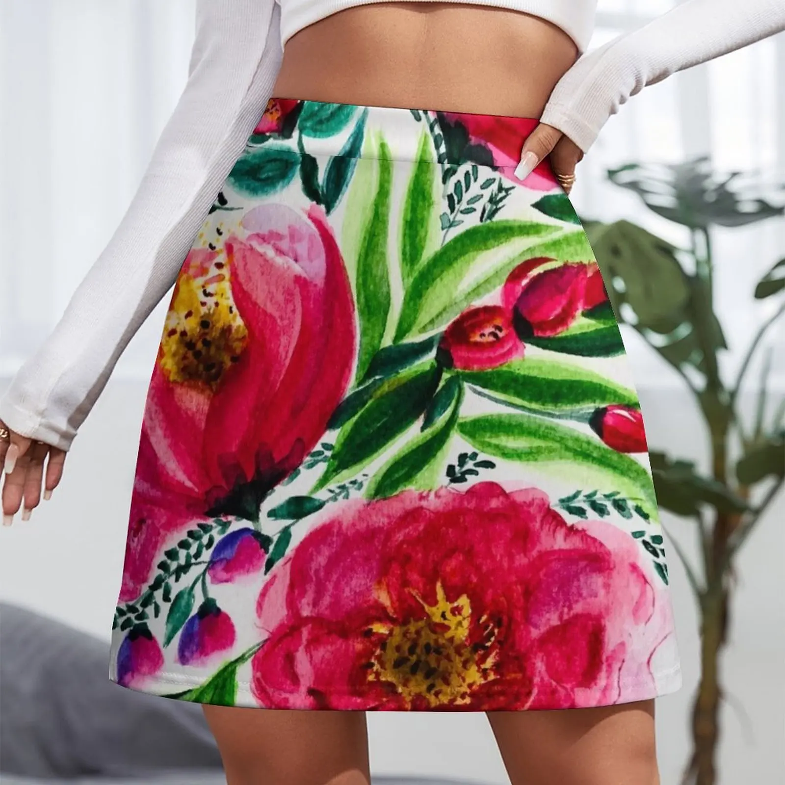 Peonies for my thoughts Mini Skirt elegant social women's skirts japanese kawaii clothes