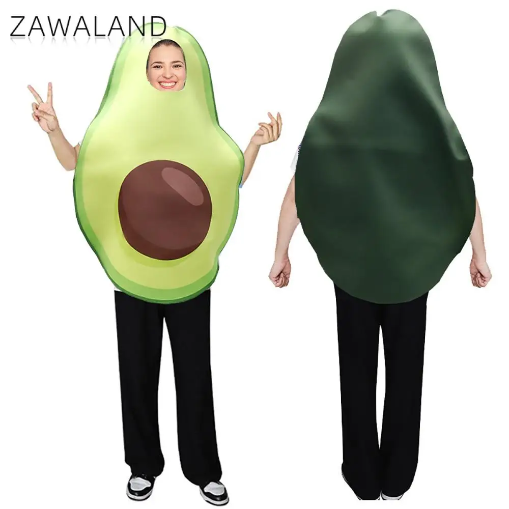 

Zawaland Green Cosplay Costume Funny Holiday Party Suit Avocado Print Onesie Woman Jumpsuit Carnival Disguisement Clothes