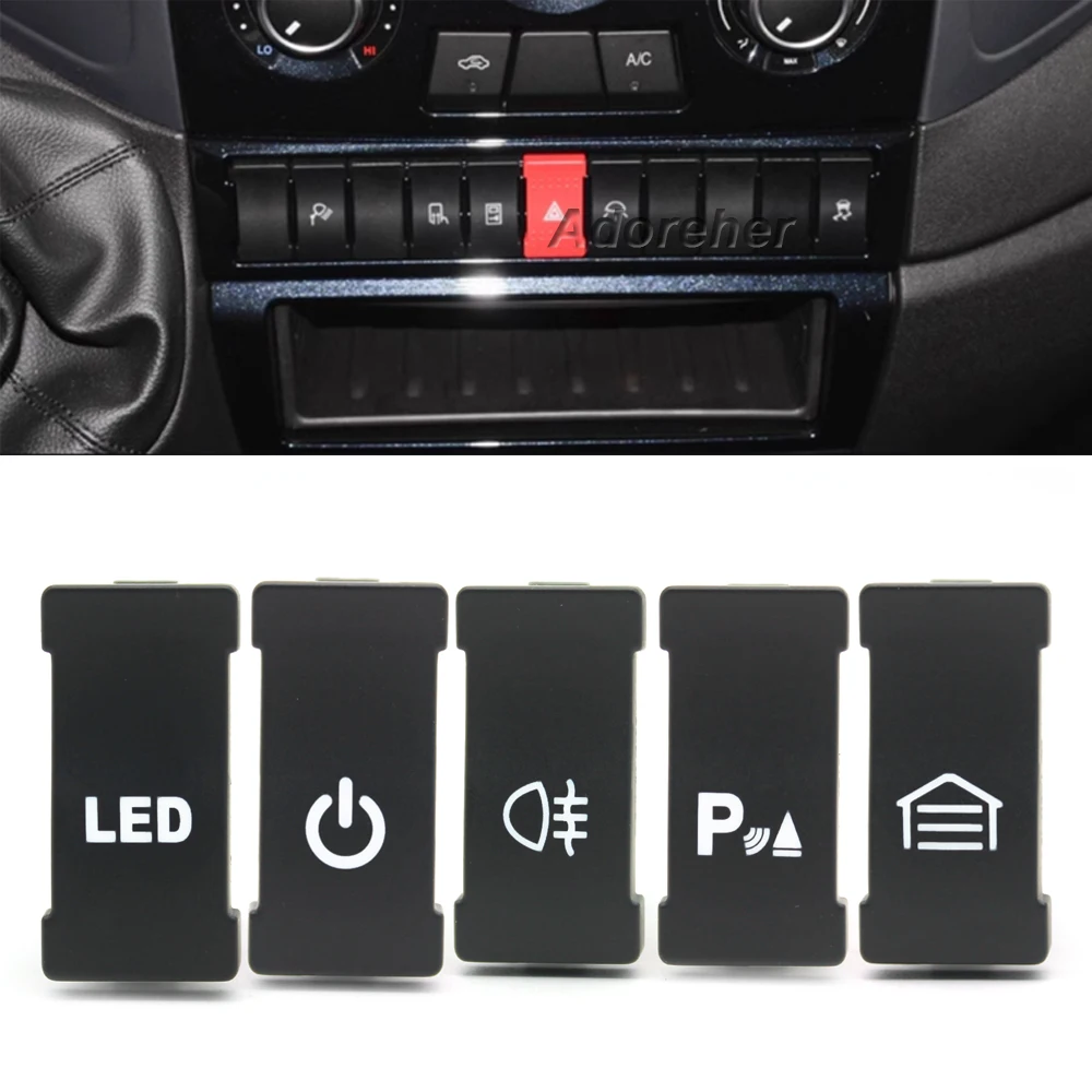 

1Pc Red LED Front Rear Fog Light Power On Off Parking Radar Sensor Garage Switch Button With Wire for Iveco Auto Accessories