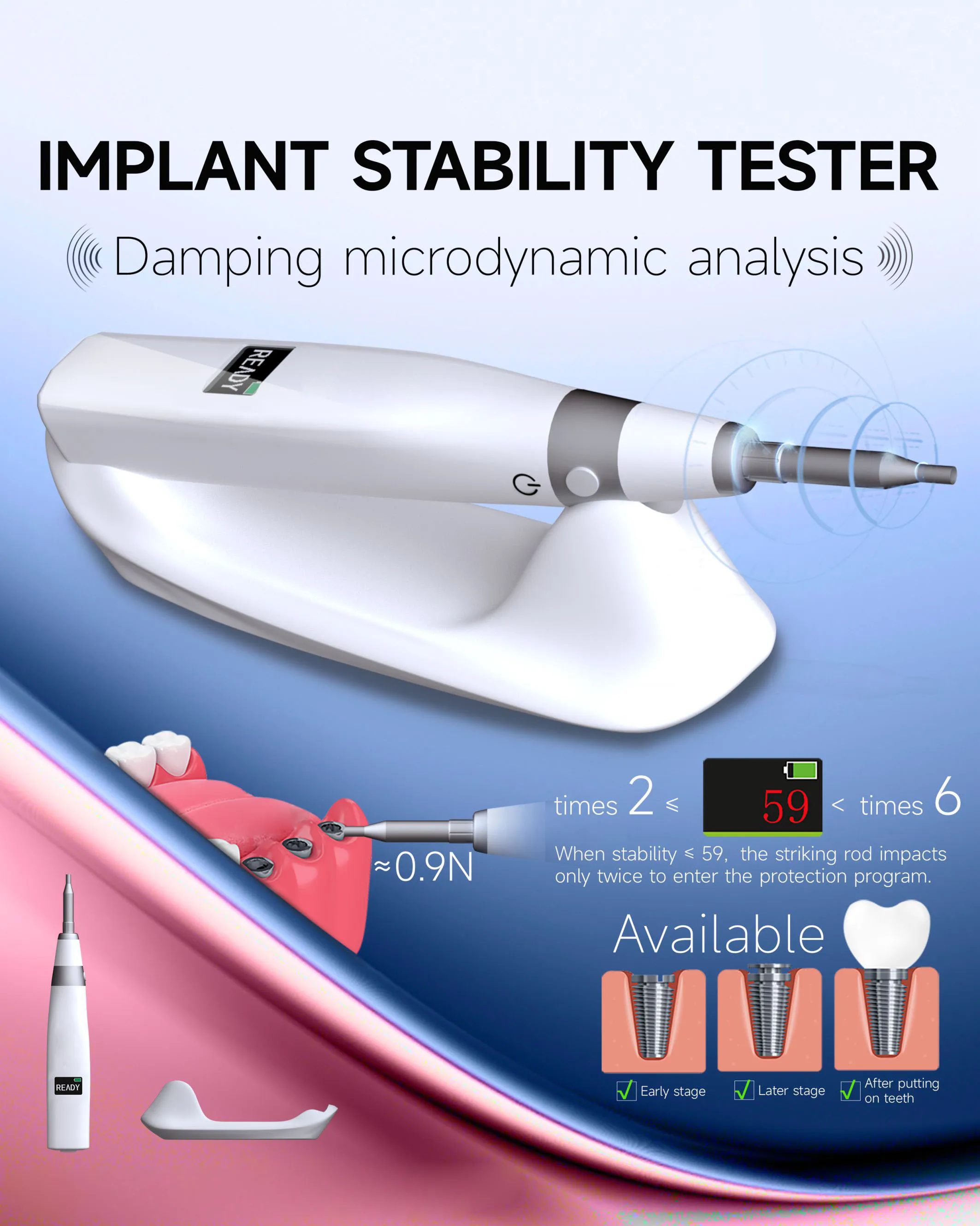 Tester stabilności monitora osseointegracji implantu dentystycznego z tłumieniem analizy mikrodynamicznej