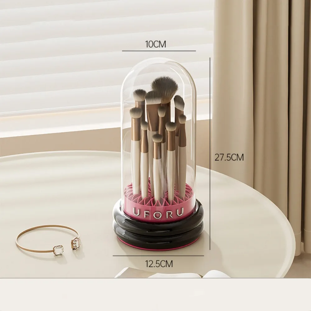 

2-in-1 Makeup Brush Storage Bucket Large Capacity Detachable Makeup Brush Cleaner Bowl Transparent Dustproof
