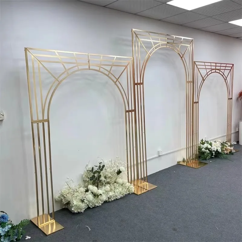 Banhado a ouro Linha Multi Bar Tela Arco, Frame do fundo, Decoração do casamento Suprimentos, Novo, 3Pcs