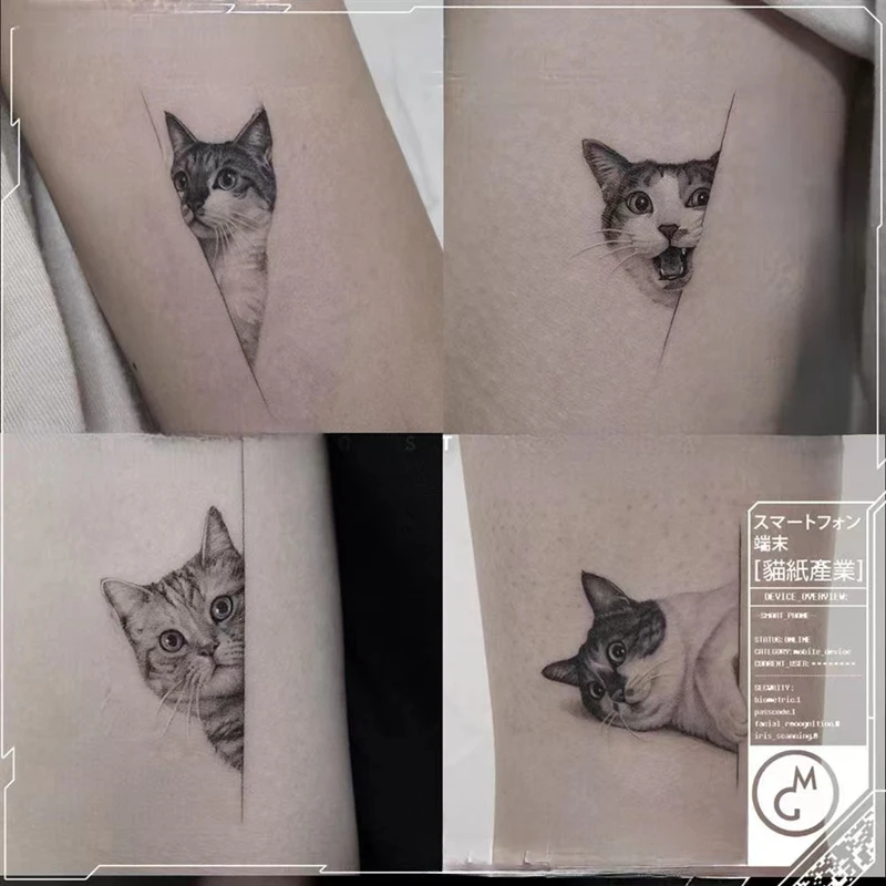 

Cute Cat Temporary Tattoo Stickers Waterproof Men Women Four Patterns Pet Kids Faux Tatouage Arm Art Tatuajes Temporales Anime