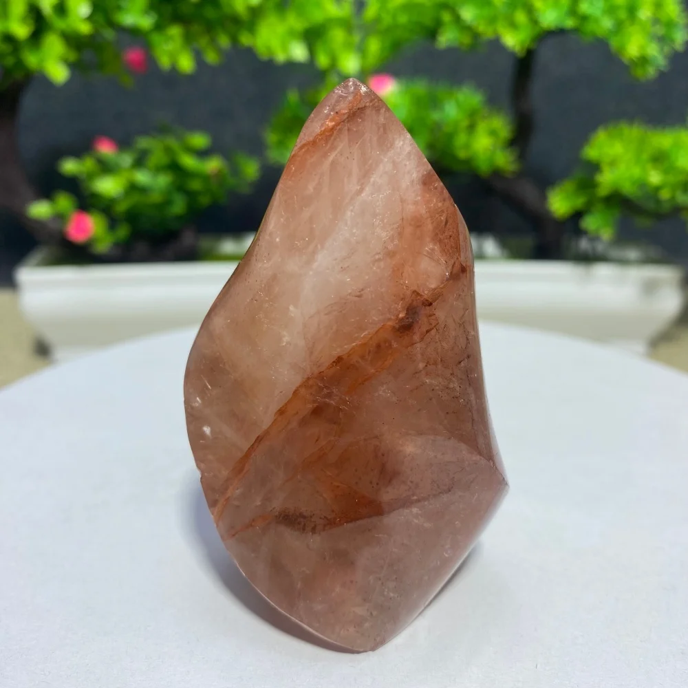 Natural Red Fire Quartz Crystal Flower Gemstone Raw Mineral Specimen Energy Witchcraft Gift Healing Stone Statue Torch Crystal