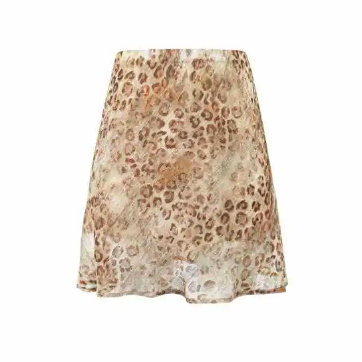 

2026 Summer High Waist Leopard Print Polka Dot A-shaped Skirt Ruffle Edge Skirt
