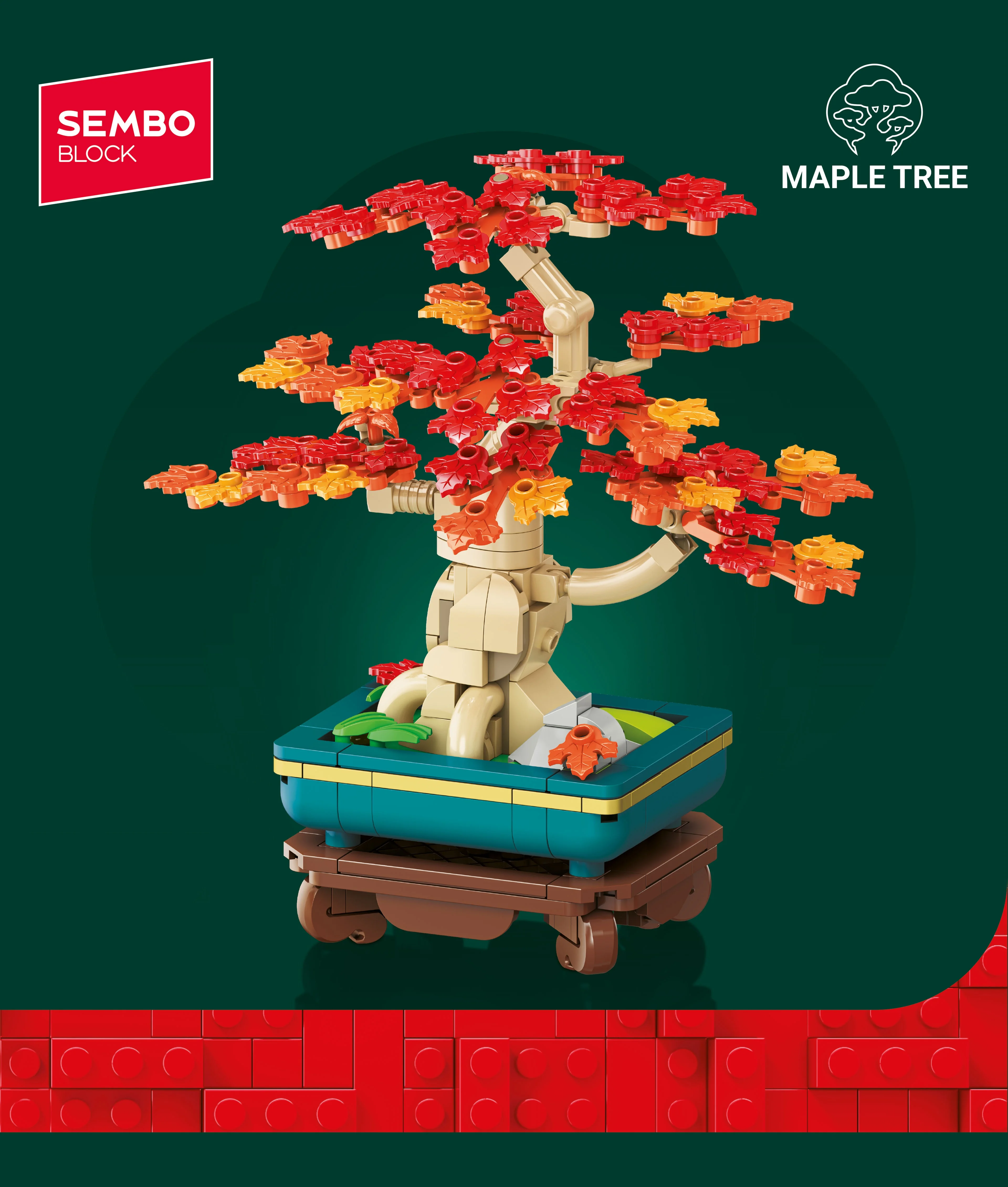 SEMBO Ewige Blumen-Bonsai-Bäume, Bausteine, MOC, Ahorn, Kumquat, Begonie, Kiefer, Topfpflanzen, Modellspielzeug, Heimdekoration, Weihnachtsgeschenk – Detail 1