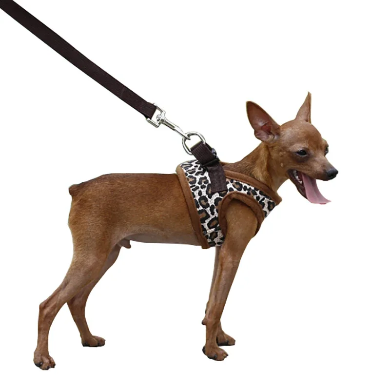 Leopard Dog Harness For Small Dogs Nylon Chihuahua Yorkie Vest Harness Puppy Pet Cat Walking Harness Without Leash Pet Products