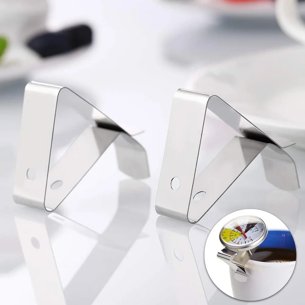

4 Pcs Coffee Cup Clip Thermometer Oven Probe Holder Clips Meat Cooking 304 Food Grade Stainless Steel for