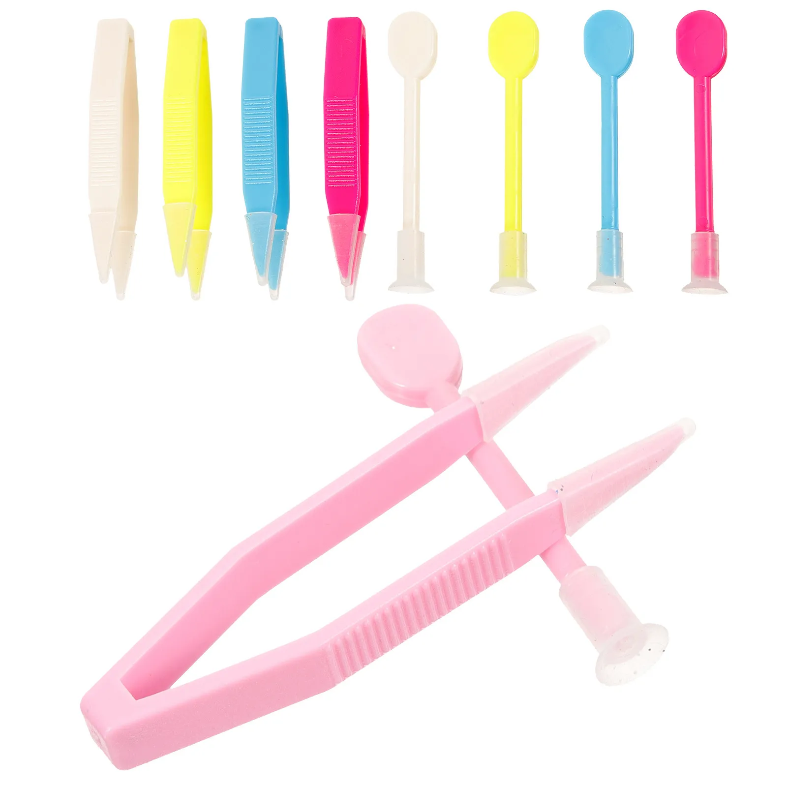 

Набор из 10 цветных пинцетов для снятия линз, экологичный пластик, компактный, для путешествий и использования на открытом воздухе, с присоской для линз