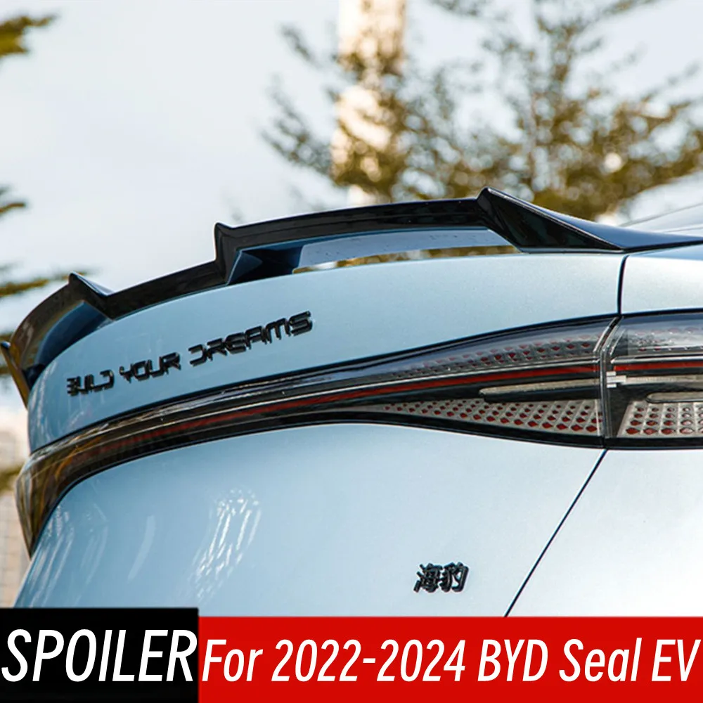 

For BYD Seal EV 2022 2023 2024 Rear Trunk Lid Boot Ducktail Lip Spoiler Wings ABS Plastic Black Carbon Car Exterior Accessories