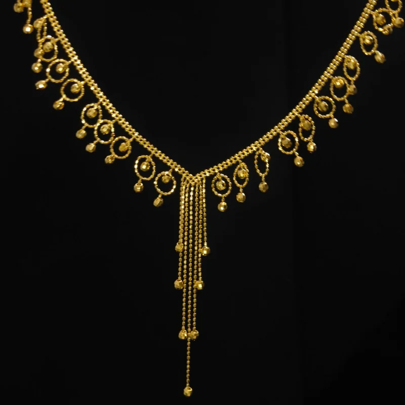 Bellux Italian Imported Craft 925 Silver Handmade Engraved Round Bead Gold Chain Tassel Lace Necklace Vintage Jewelry