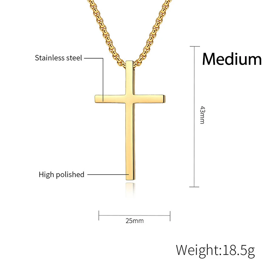 Titanium Steel Cross Necklace For Men Women Black Gold Silver Color Chain Crucifix Pendant Punk Party Never Fade Jewelry