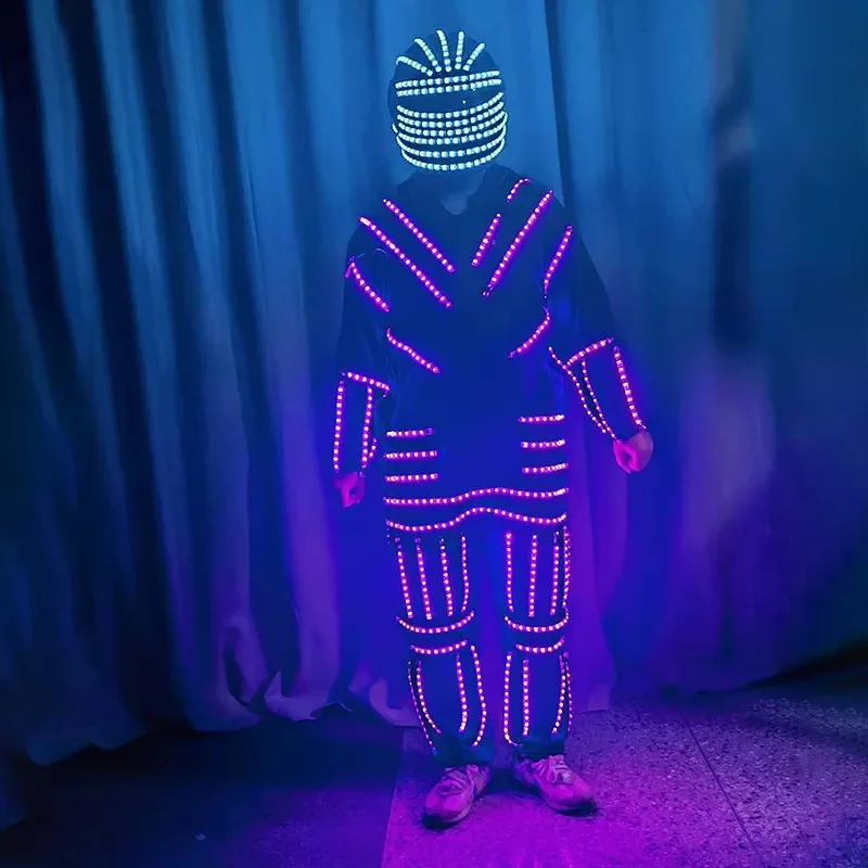 Full Color Change Led Stage Dance Robot Suit Performance Wear Led Luminous Robot Costume