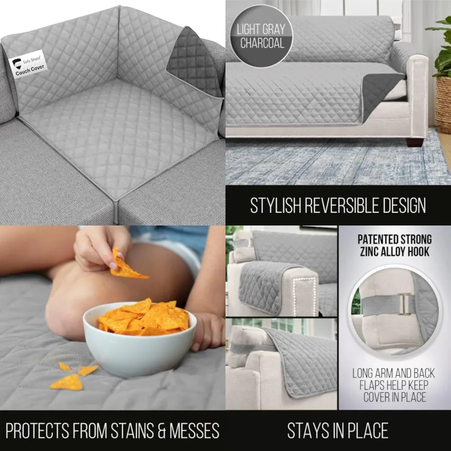 

Couch Sectional Covers for Dogs, Reversible Furniture Protector with Strap, Stain and Tear Resistant Cushion Cover, 30x30 inch