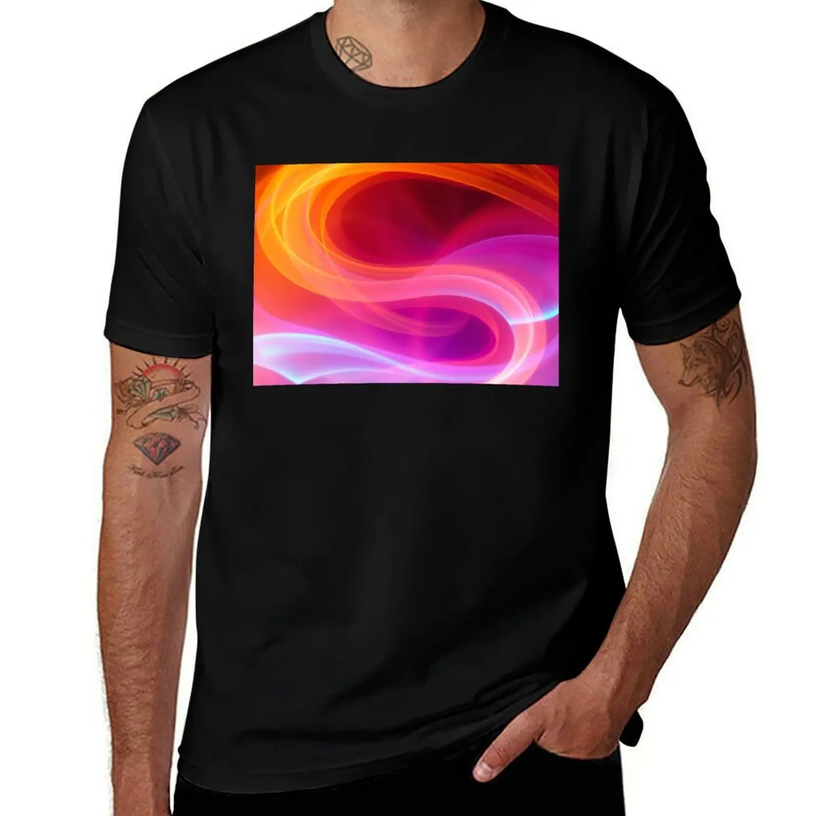

Abstract Flowing Colors Art Print T-Shirt funny shirt cotton kawaii clothes anime tshirt blue lock t shirts men