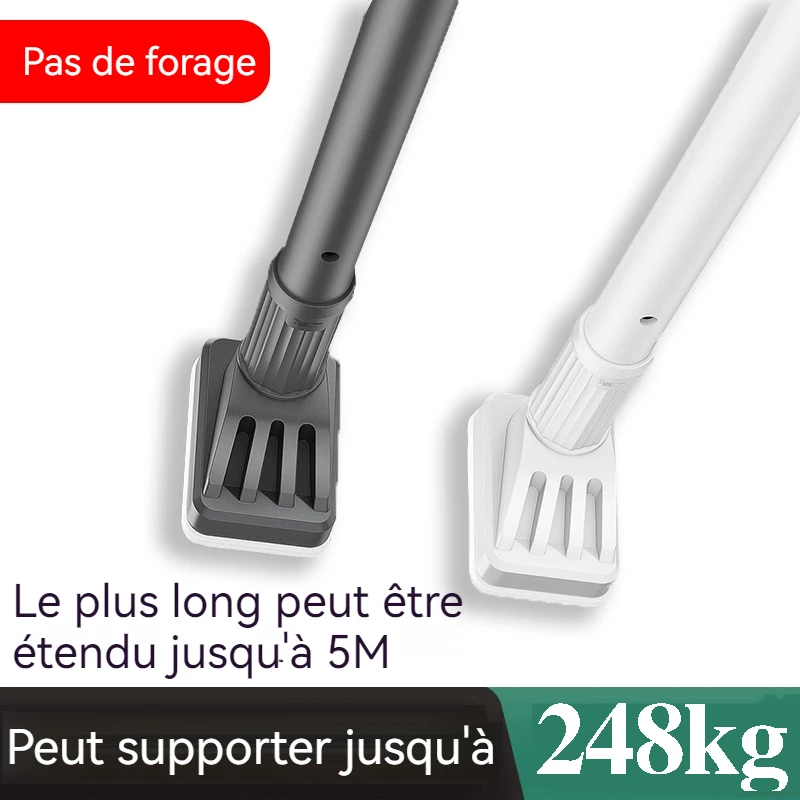 Rideau de douche télescopique en acier inoxydable, longue perche de tension réglable, antidérapant, fenêtre chaude, jusqu'à 5m, le plus récent