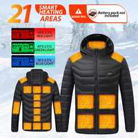 Unisex Electric Heating Jacket USB Rechargable Electric Thermal Jacket 21 Zone Men Outdoor Windproof Cotton Clothing Warm Jacket