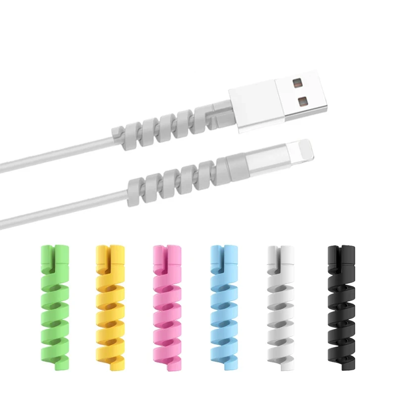 

10/pcs Spiral Data Cord Anti-fracture Sleeve Winder Wire Protector Flexible Phone Charge Cable For Cell Phone USB Charger Cable