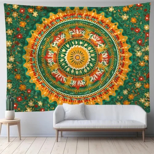 Mandala green art suspension cloth bedroom living room printing background cloth home decoration living room wall tapestry