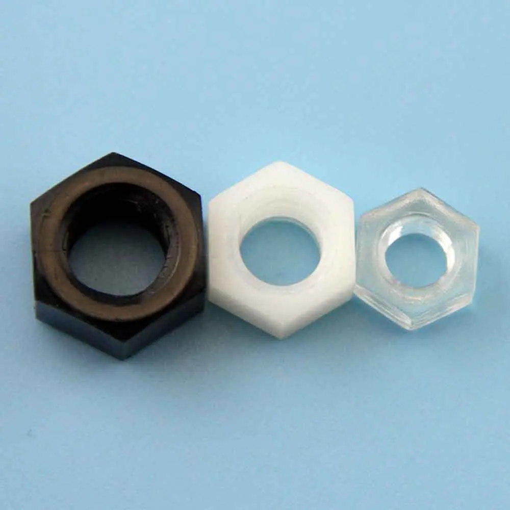 10/50pcs M2 M2.5 M3 M4 M5 M6 M8 M10 M12 Transparent Acrylic Black White Nylon Plastic Insulation Metric Threaded Hex Hexagon Nut