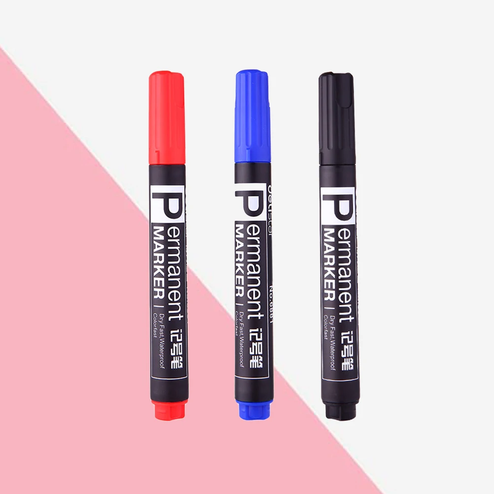 

3pcs Marker Oil-Based Ink Fast Dry Waterproof Colorfast Medium Point Paint Sketch Permanent Markers for Drawing Art Supplies (Re