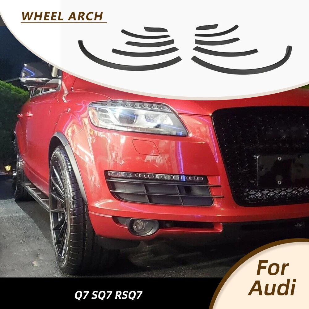 Car Wheel Arch Eyebrow Stripe Car Wheel Modling Trims for Audi Q7 SQ7 RSQ7 Sline 2006 - 2015 Car Side Fender Mud Guard PU Black