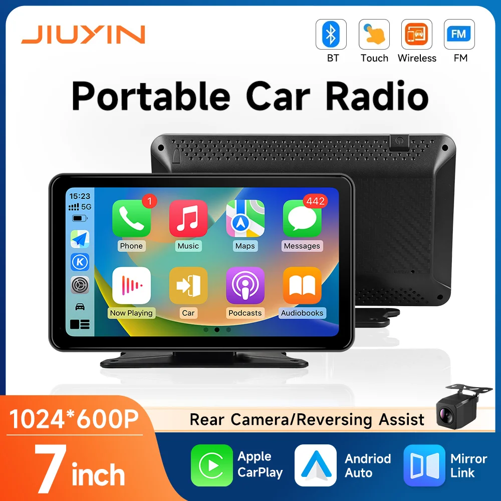 Jiuyin Universal 7Inch Car Radio Wireless Carplay Smart Touch Screen Wireless Android Auto Portable Multimedia Video Player