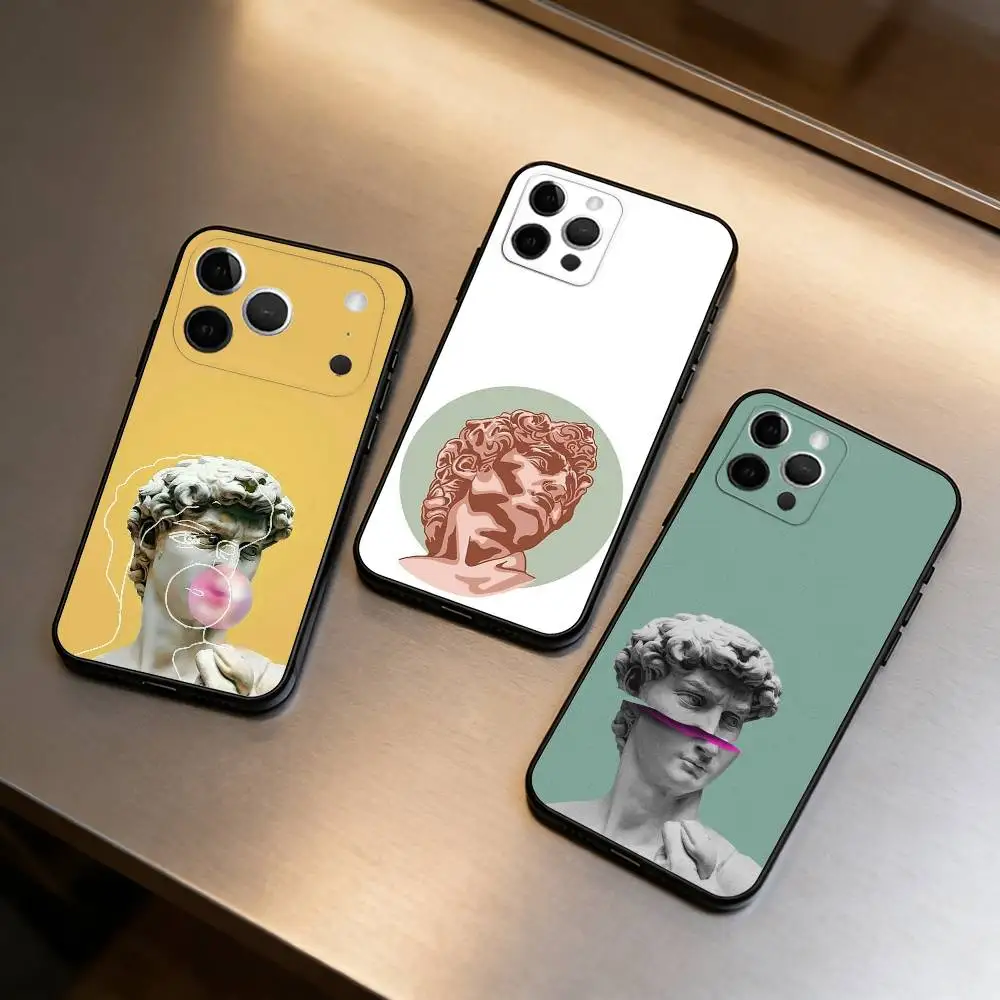 

D-David-ID A-Art-RT Soft Silicone Black Cover,Phone Case For iPhone 17,16,15,14,13,12,11 Plus,Pro Max,XS