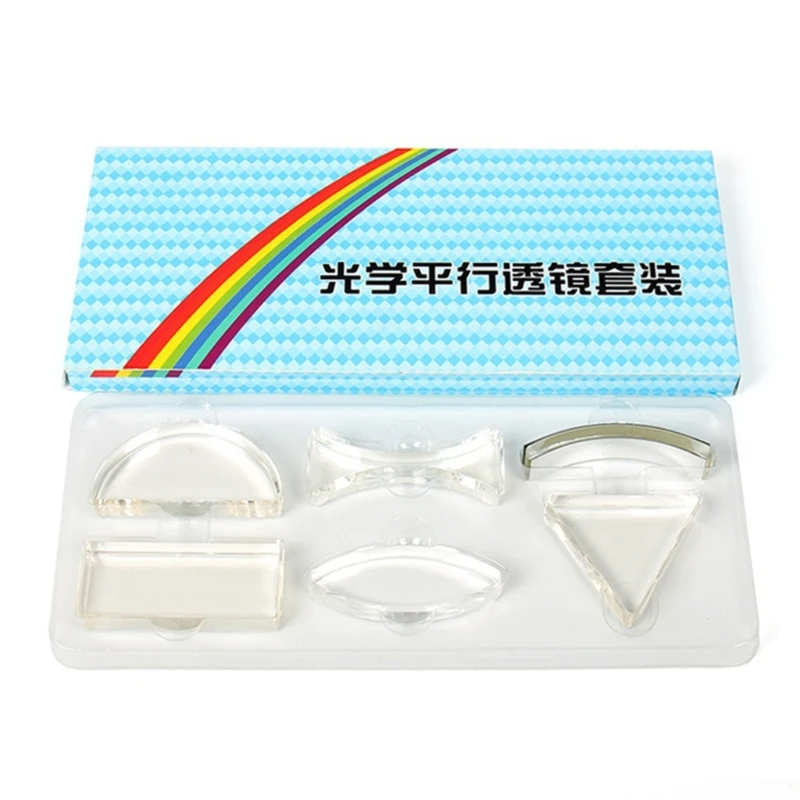 10 szt. Soczewka optyczna trójkątny półokrągły prostokąt wklęsły dwuwypukły soczewka świetlna klasa fizyka pomoc dydaktyczna
