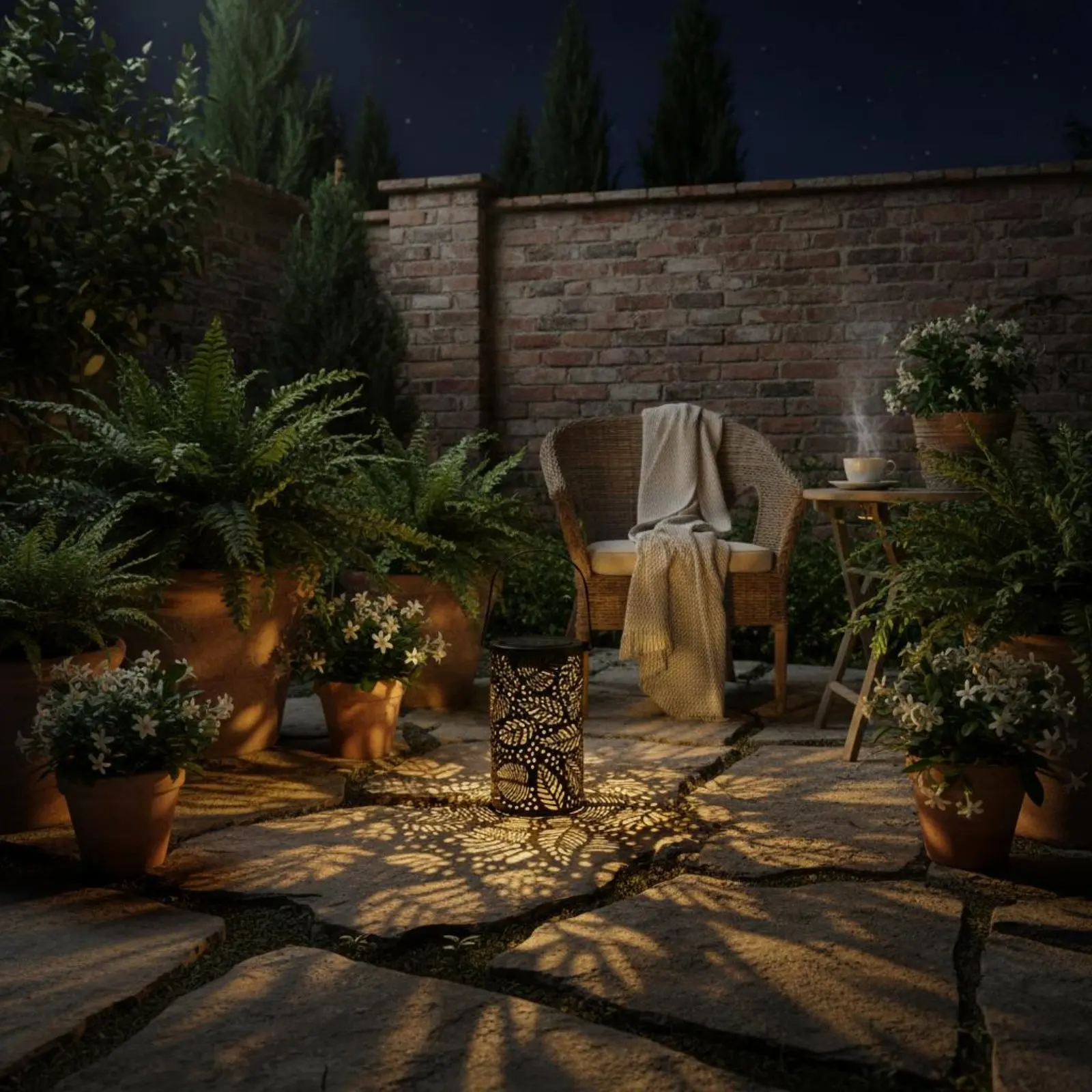 

Tree Pattern Outline Lamp Automatic On/deactivate Solar Powered Hanging Lamp Foliage Pattern Garden Lamp Weather Resistant