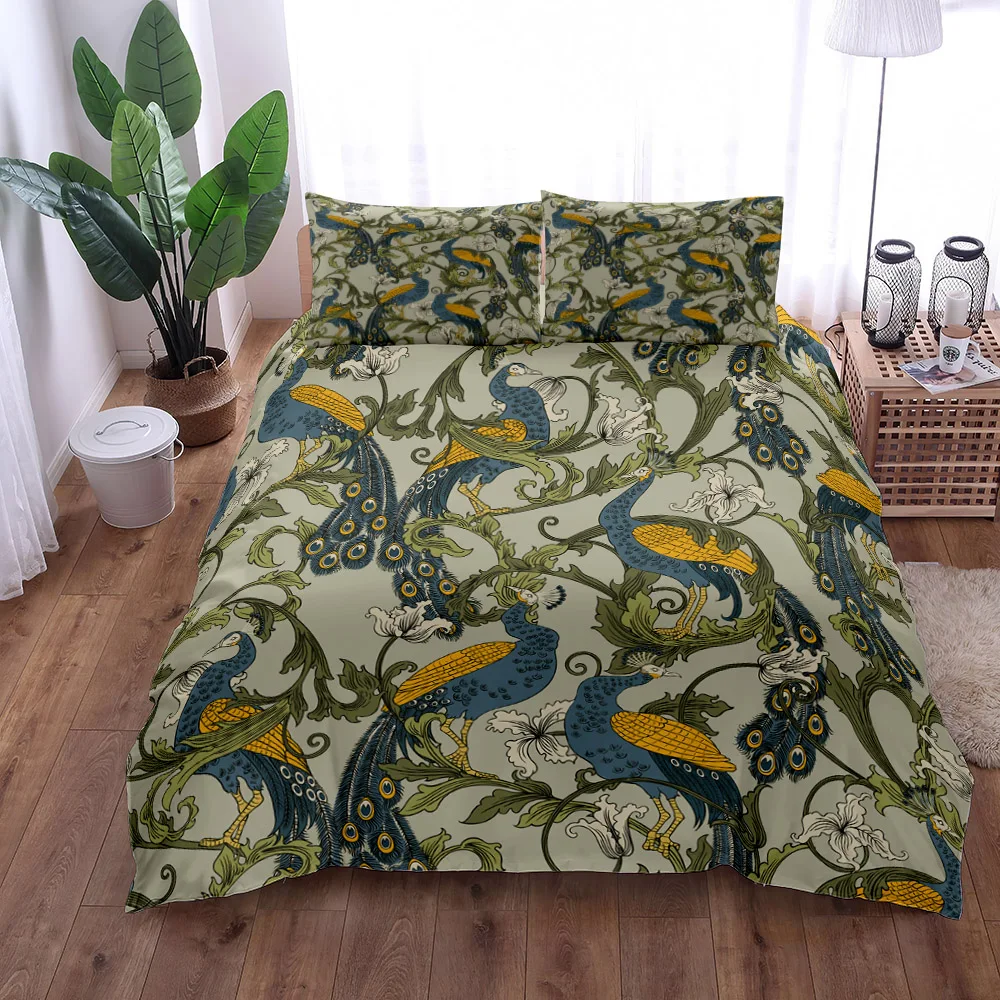 

William Morris Peacock Victorian Bedding Set King Queen Double Full Twin Single Size Bed Linen Set