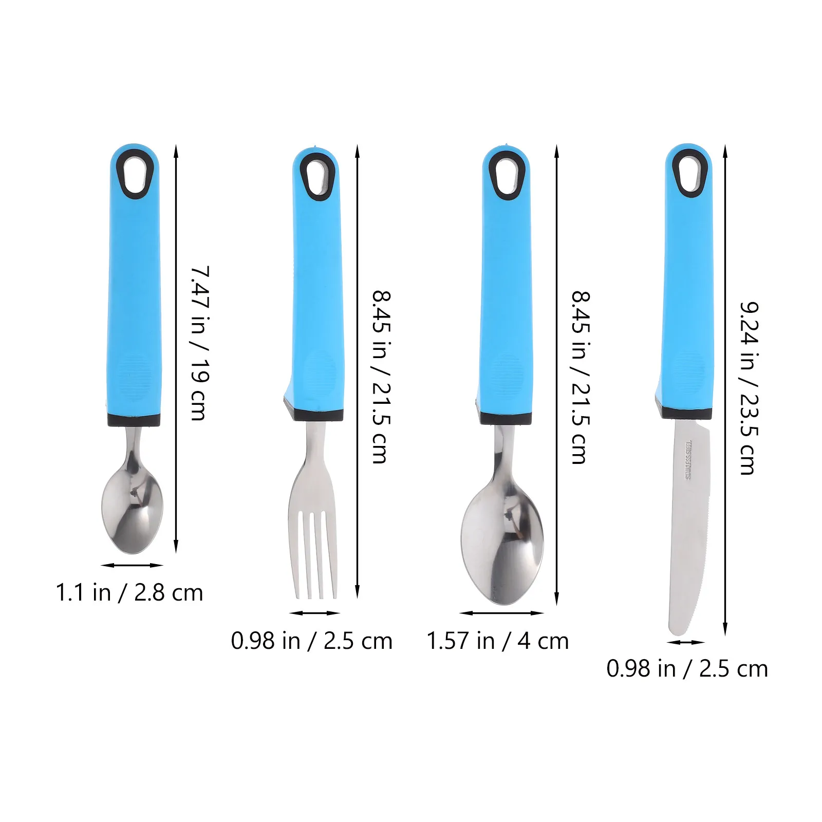 1 Set Anti-Shake Tableware Set Tpr Non-Slip Handle Stainless Steel Adaptive Spoon Fork For Elderly Disabled Portable Home Travel