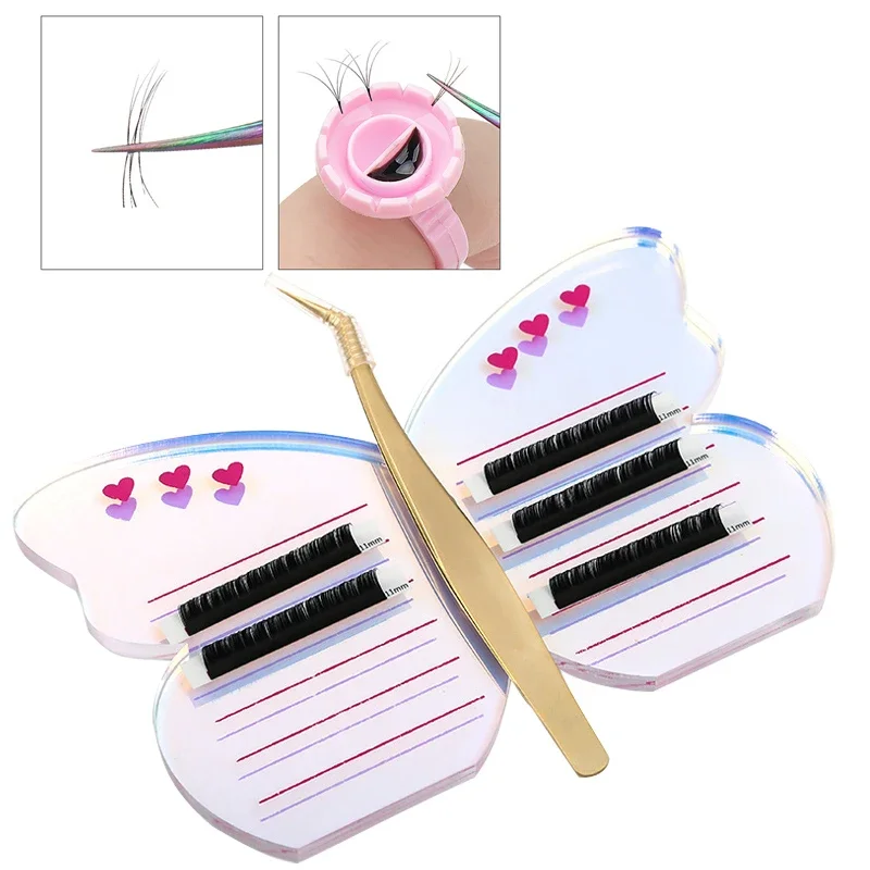 Herramienta de extensión de pestañas acrílicas, soporte para pestañas injertadas, paleta colorida con placa de escala de succión magnética, herramientas de maquillaje para pestañas