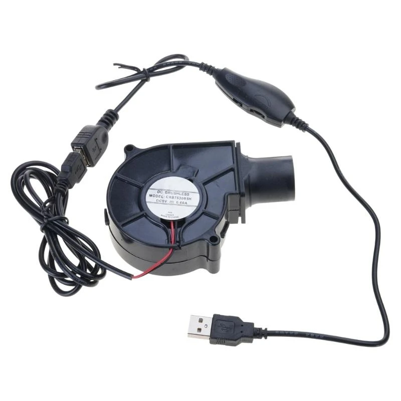 

R9UF 3000RPM USB Fan 7530 BBQ Fan with 280cm Cable for Picnic Camping Outdoor Cooking Speed ​​Adjustment Air Blower Fan