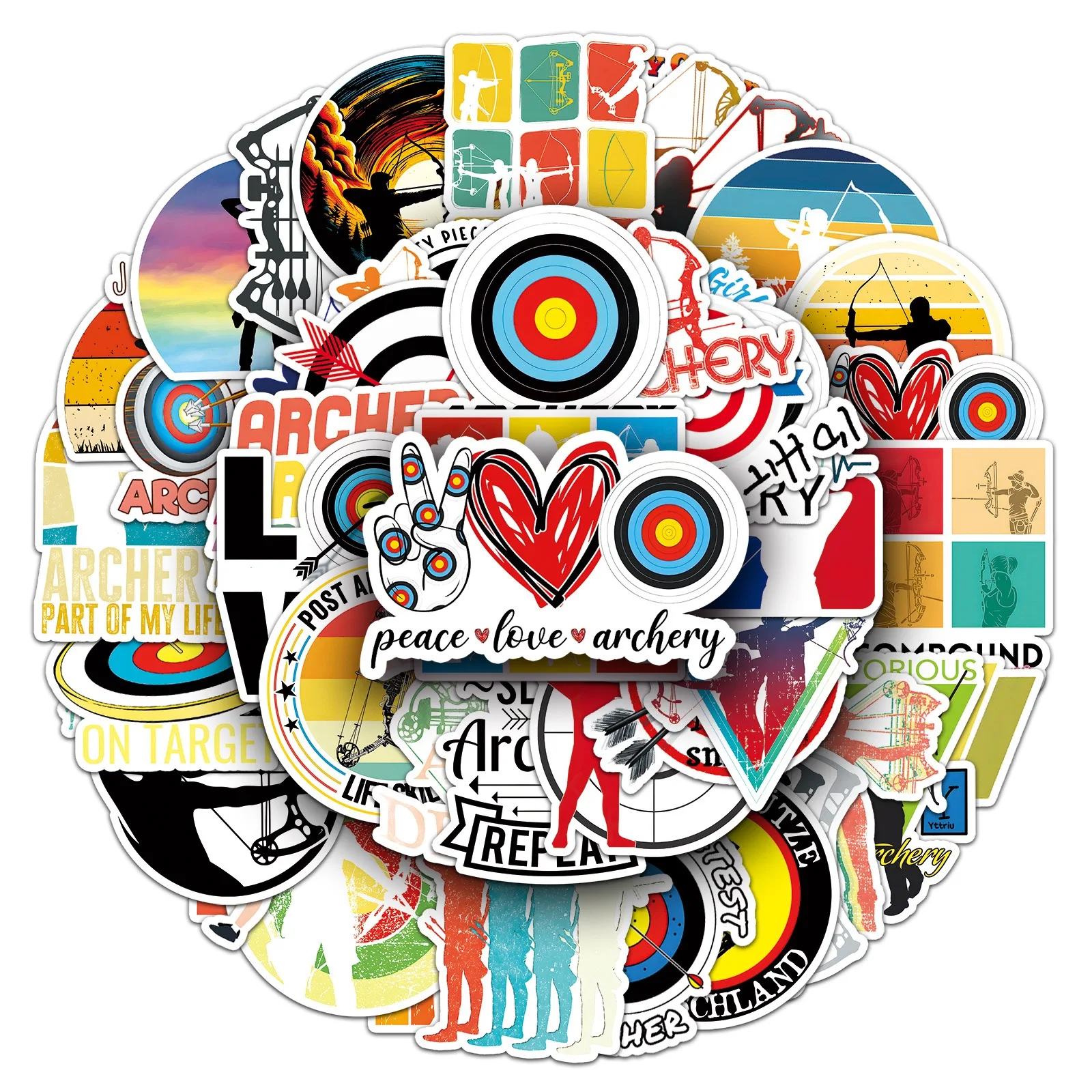 50PCS Sports Archery Graffiti Stickers Cartoon Competitive Decorative Decals DIY Skateboard Helmet Phone Laptop Toy Sticker