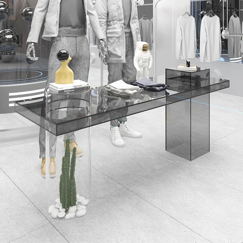 HHHHAcrylic Display Table Shopping Mall Shoes And Bags Storage Table Simple High And Low Display Table