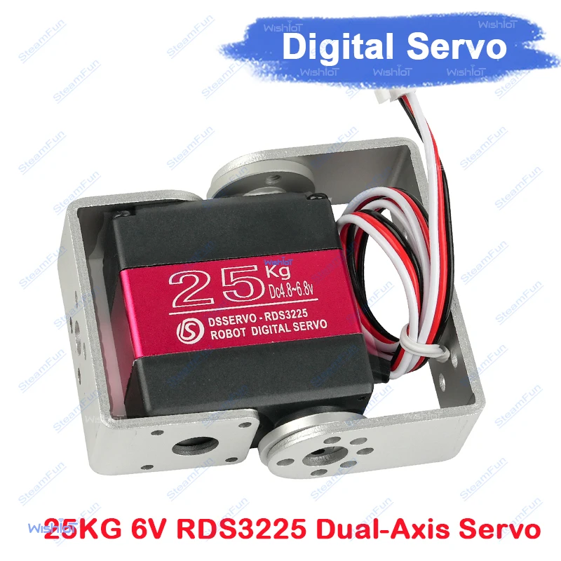 

25KG Digital Metal Motor Servo Dual Axis Waterproof 180 270 Degree Bracket HY2.0 3P Terminal Cable Robot Manipulator Arm Part