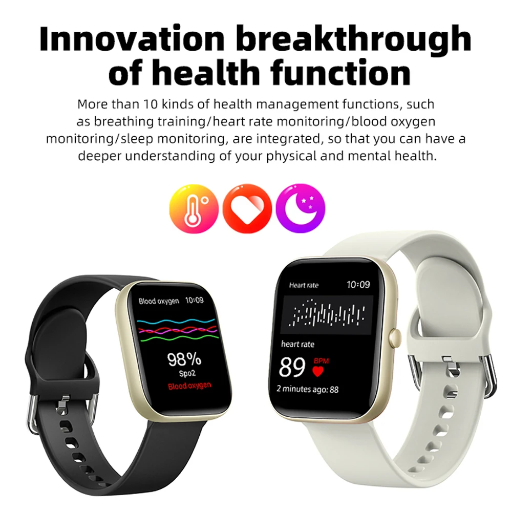 1.91 بوصة شاشة كبيرة موضة ساعة ذكية C08 بلوتوث دعوة اللياقة البدنية الرياضة Smartwatch الرجال النساء IP67 مقاوم للماء الصحة المقتفي