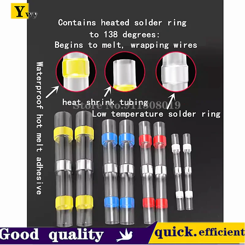 SST Waterproof Solder Seal Heat Shrink Butt Stress-free Wire Connectors Terminals Electrical Copper with Soldering Sleeve