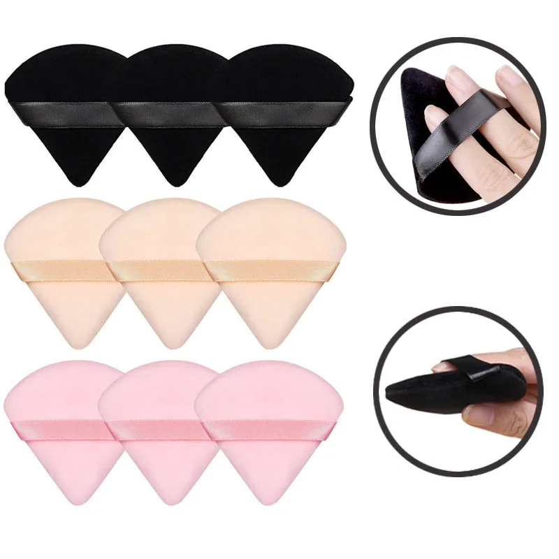 50 Pieces Triangle Makeup Powder Puff Colorful Dry Use Pizza Flours Sponge Washable Velvet Lightweight Cosmetic Beauty Tool