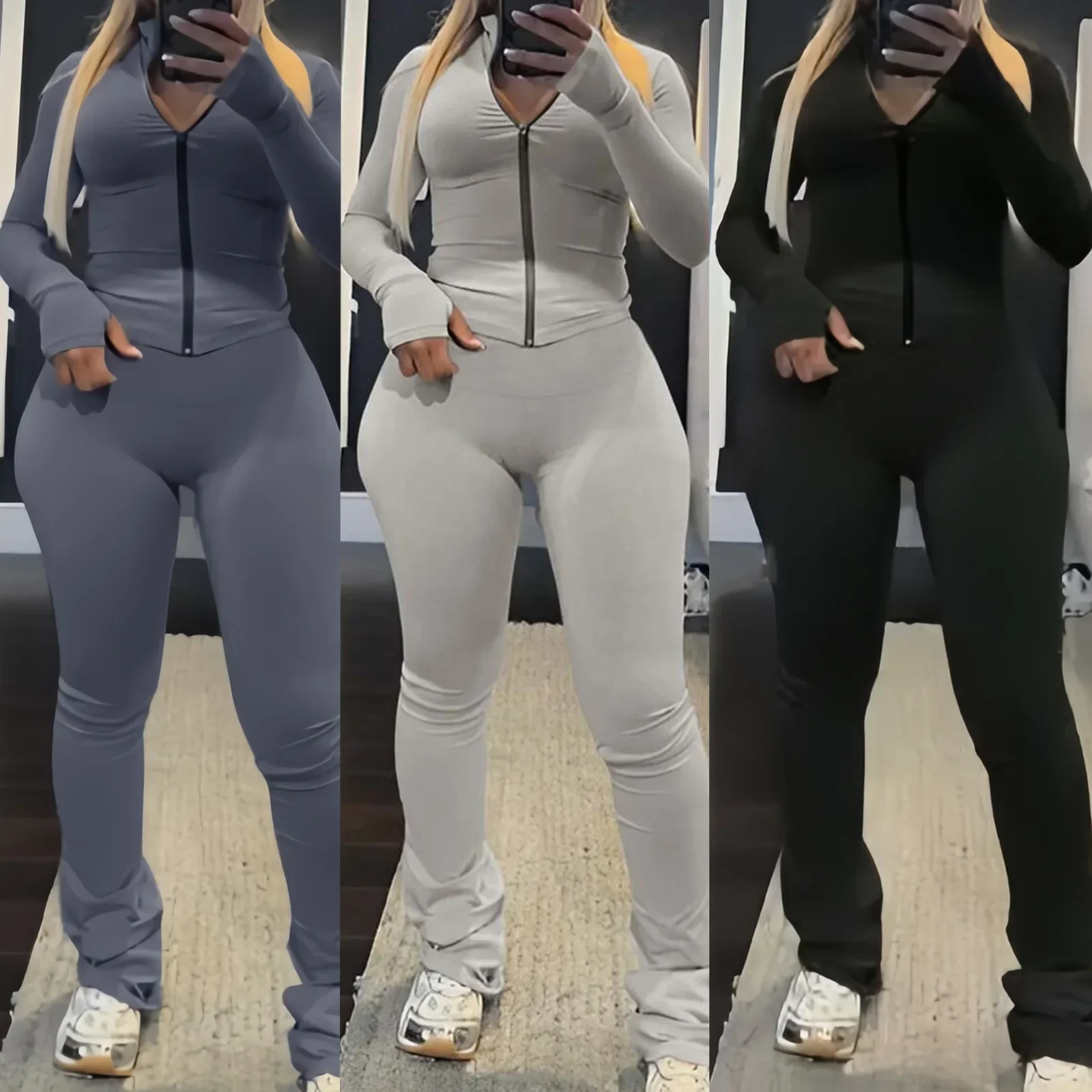 

Fitness Women's Set Full Sleeve Jacket and Jogger Pants Suit 2024 Autumn winter Active Two 2Piece Sets Outfits Tracksuit