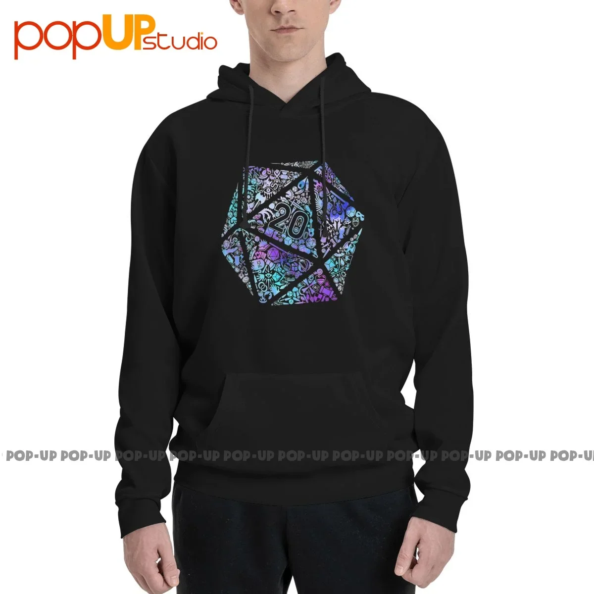 Colorful Mosaic D20 Dnd Dungeon Dragon Hoodie Sweatshirts Hoodies Cool Retro Novelty Best Quality