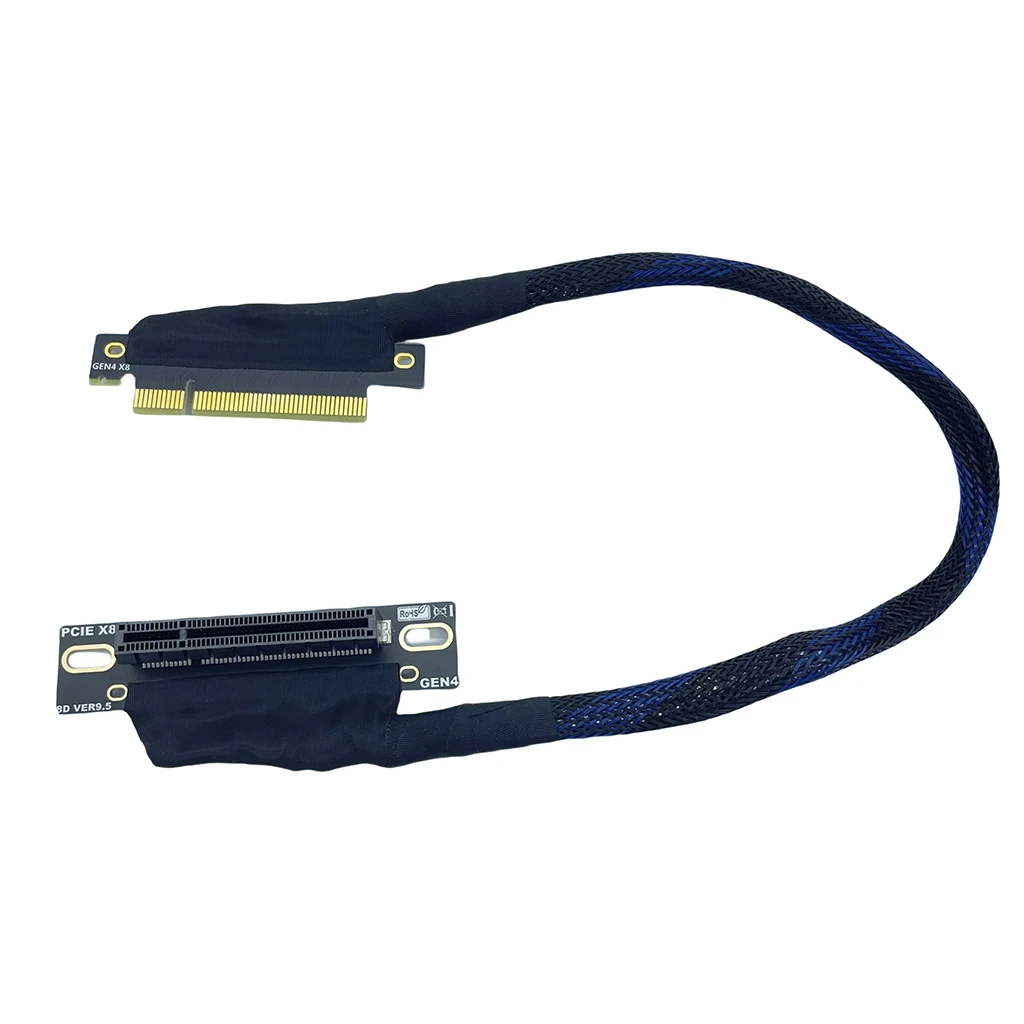 

PCIE 4.0 X8 to X8 Extension Cable Silver Plated PCI-E 4.0 X8 GEN4 16GB\S Bidirectional Bandwidth Adapter Cable