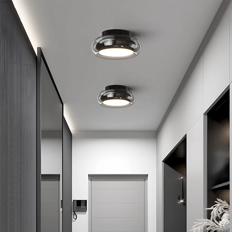 Nordic Black/silvery Wrought Iron Ceiling Lights Rotundity Glass Lampshade Living Room Restaurant Kitchen Bedroom Hanging Lamps