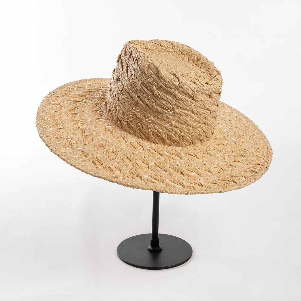 USPOP New Fashion Natural Straw Sun Hats Chic Spring-Summer Hand-Woven Raffia Wide Brim Straw Hat for Beach