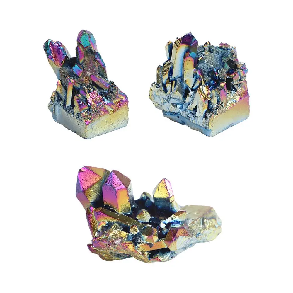 1pc Natural Quartz Crystal Rainbow Titanium Cluster Point Rare Home Decoration Craft Reiki Stone Can Healing Specimen Mineral