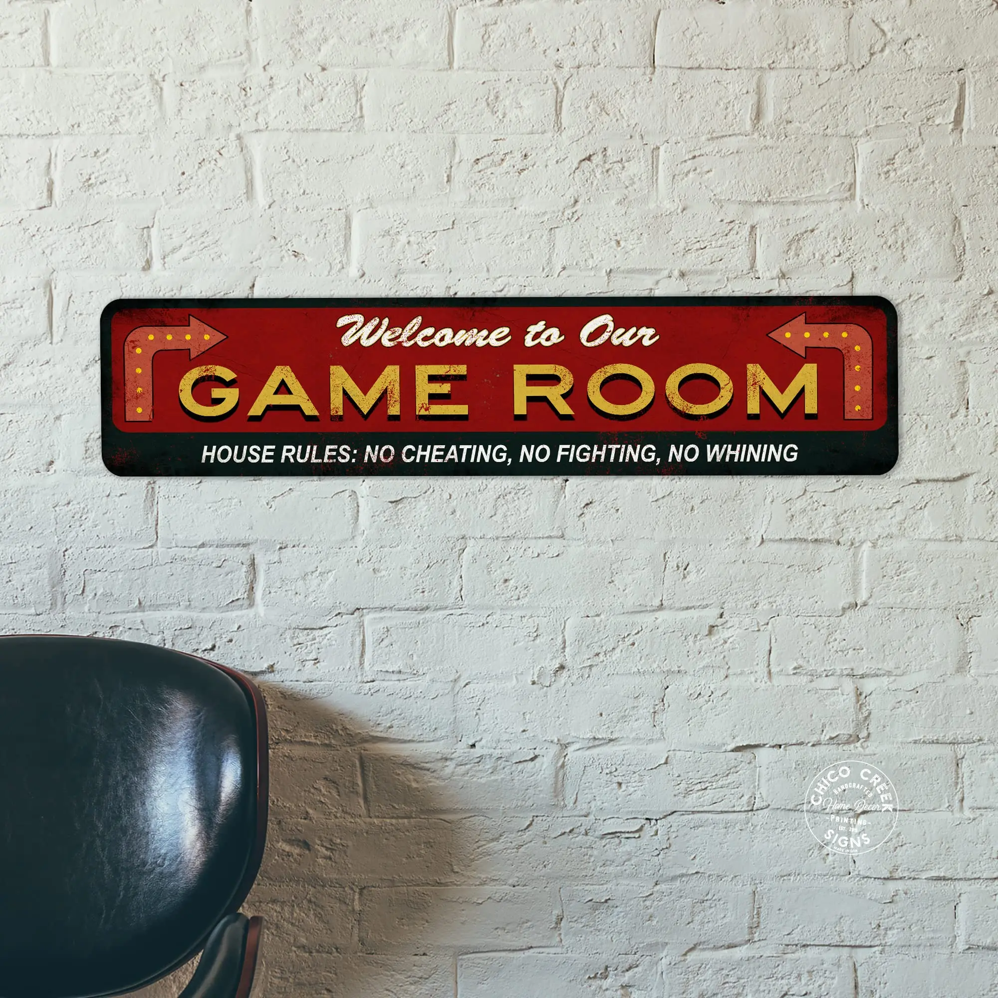 Welcome to our Game Room Vintage Looking Metal Sign Arcade Gaming Décor Retro Style Home Store Gift 4x16 204162001001